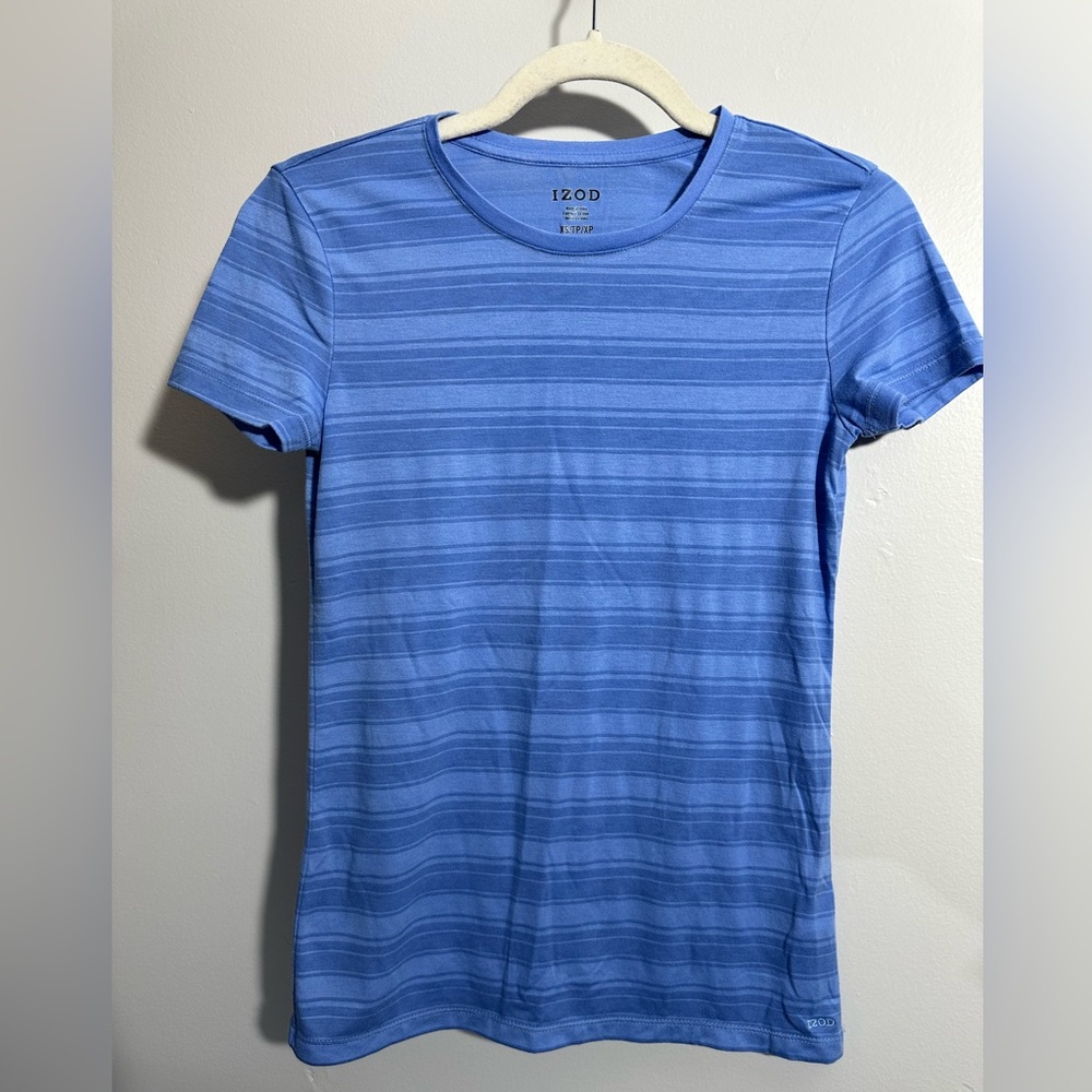 Izod Women’s XS‎ Blue Stripe Cap Short Sleeve T-shirt | SKU 0656